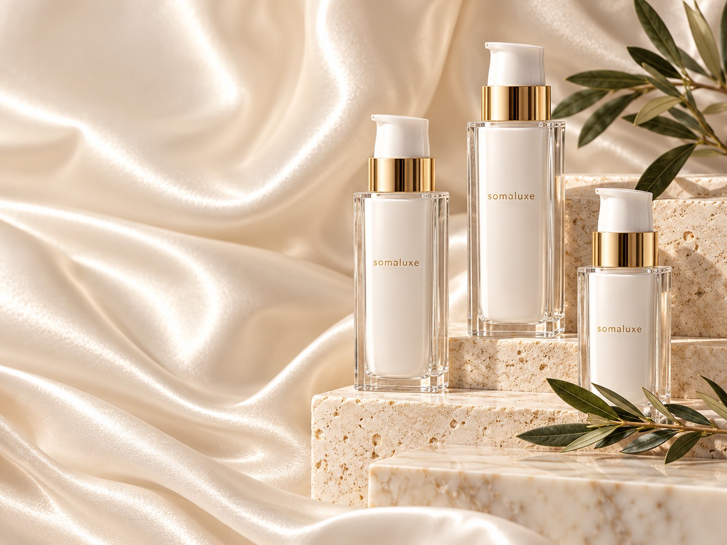 SOMALUXE concept packaging on cream marble